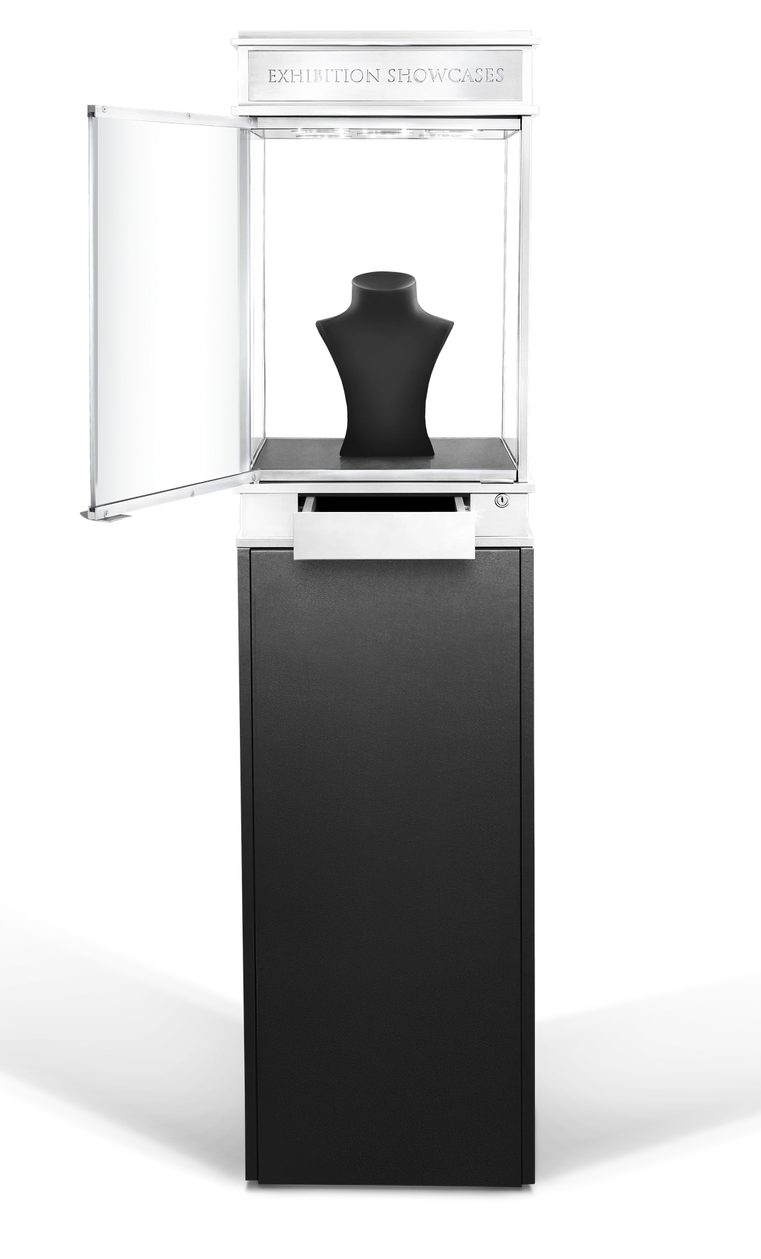 Front view of Model 2 with glass door and drawer open